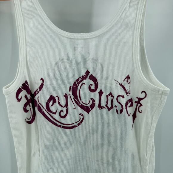 Key Closet Tank Top Size Medium NEW Zebra Ribbed Y2K Style 2000s Cotton USA - Picture 6 of 11
